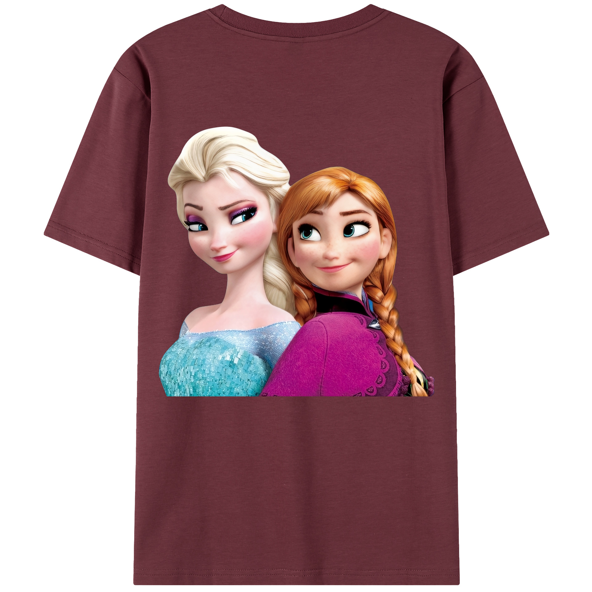（画像用） アナと雪の女王 アンナ エルサ Frozen Anna Elsa 綿100％半袖Tシャツ（背面プリント）